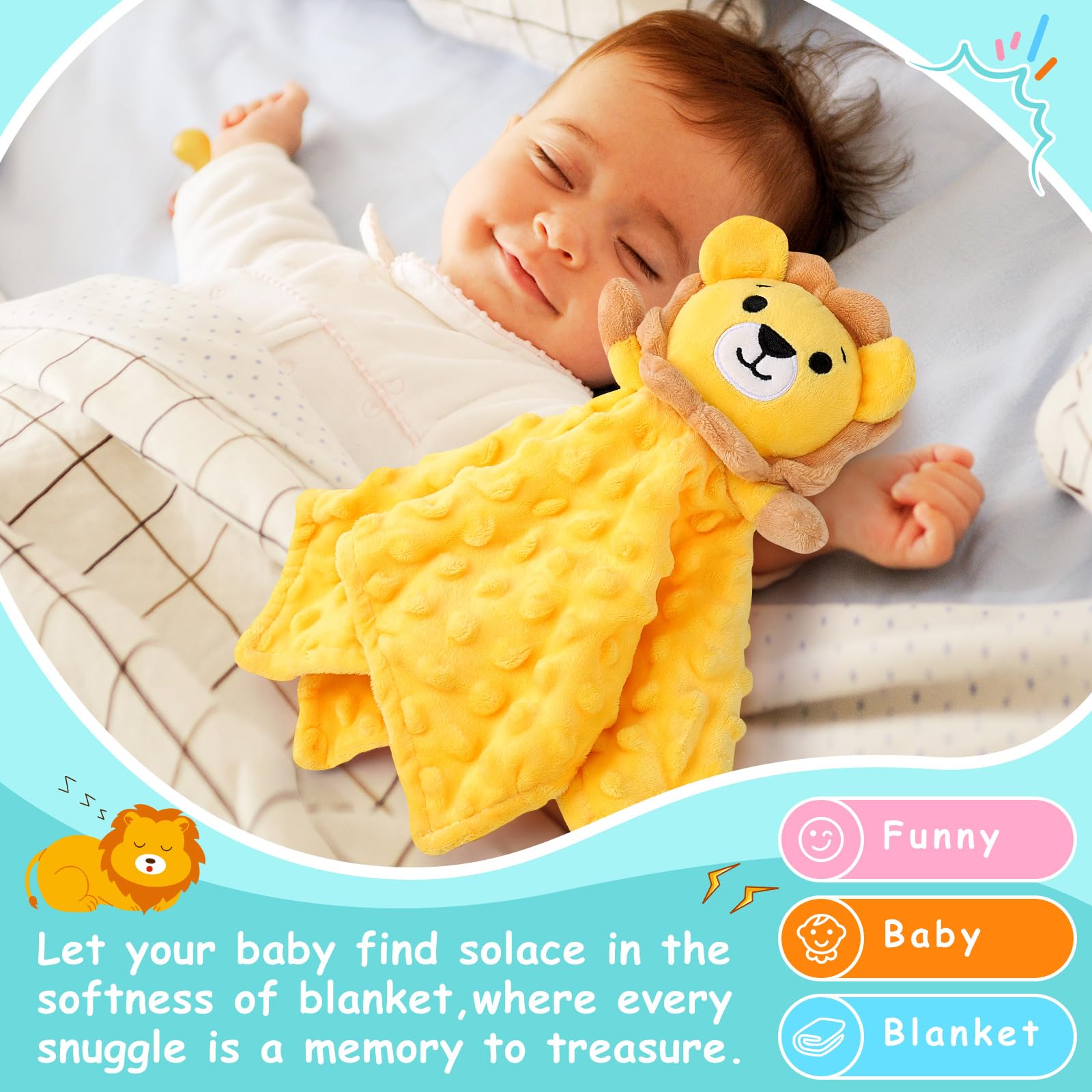 Sprinqdawin Lovey Lion in nap-time use for soothing sleep.