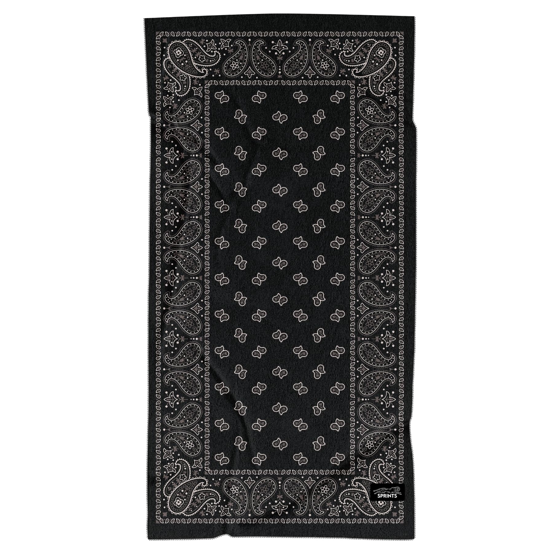 Sprints athletic running towel full-size laid out for workouts and car-seat protection.