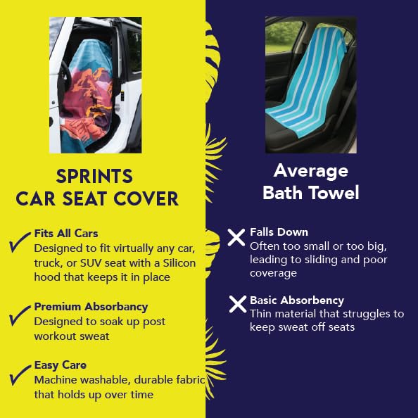 Sprints car-seat cover towel draped over a seat during a commute.