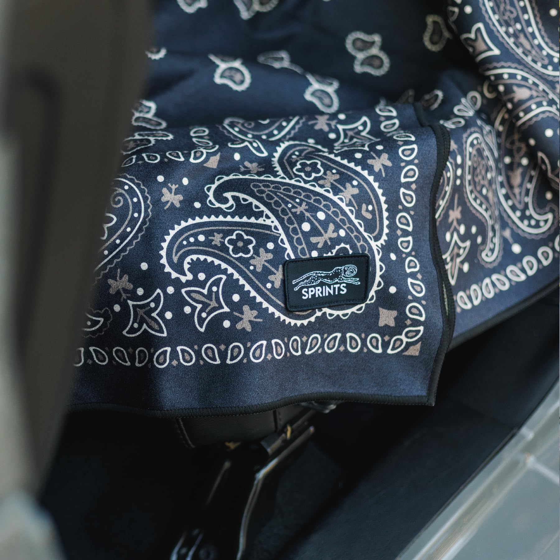 Sprints paisley-probs towel withstands repeated workouts with durable microfiber.