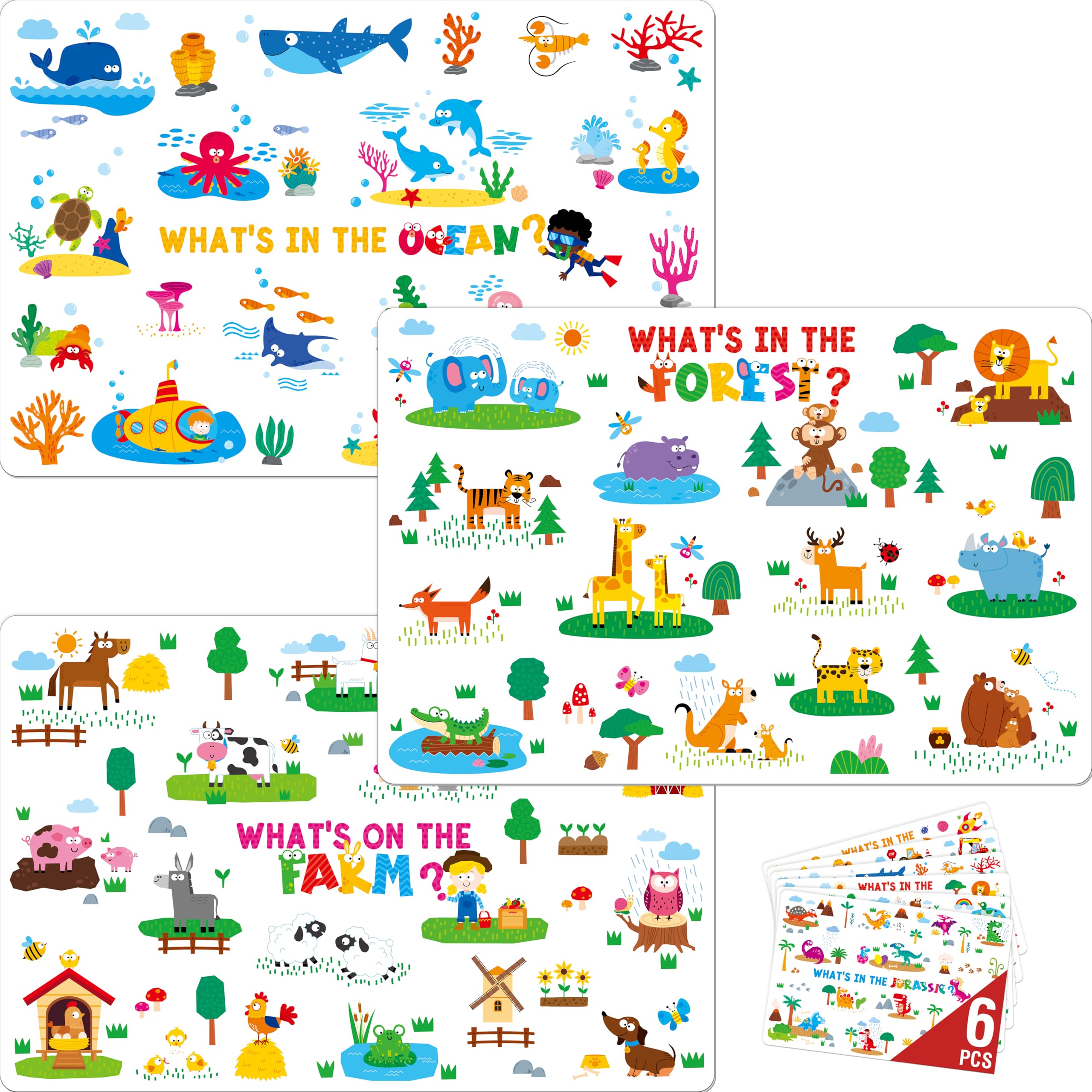 SpriteGru placemats dinosaur scene enhances mealtime focus with colorful prehistoric designs