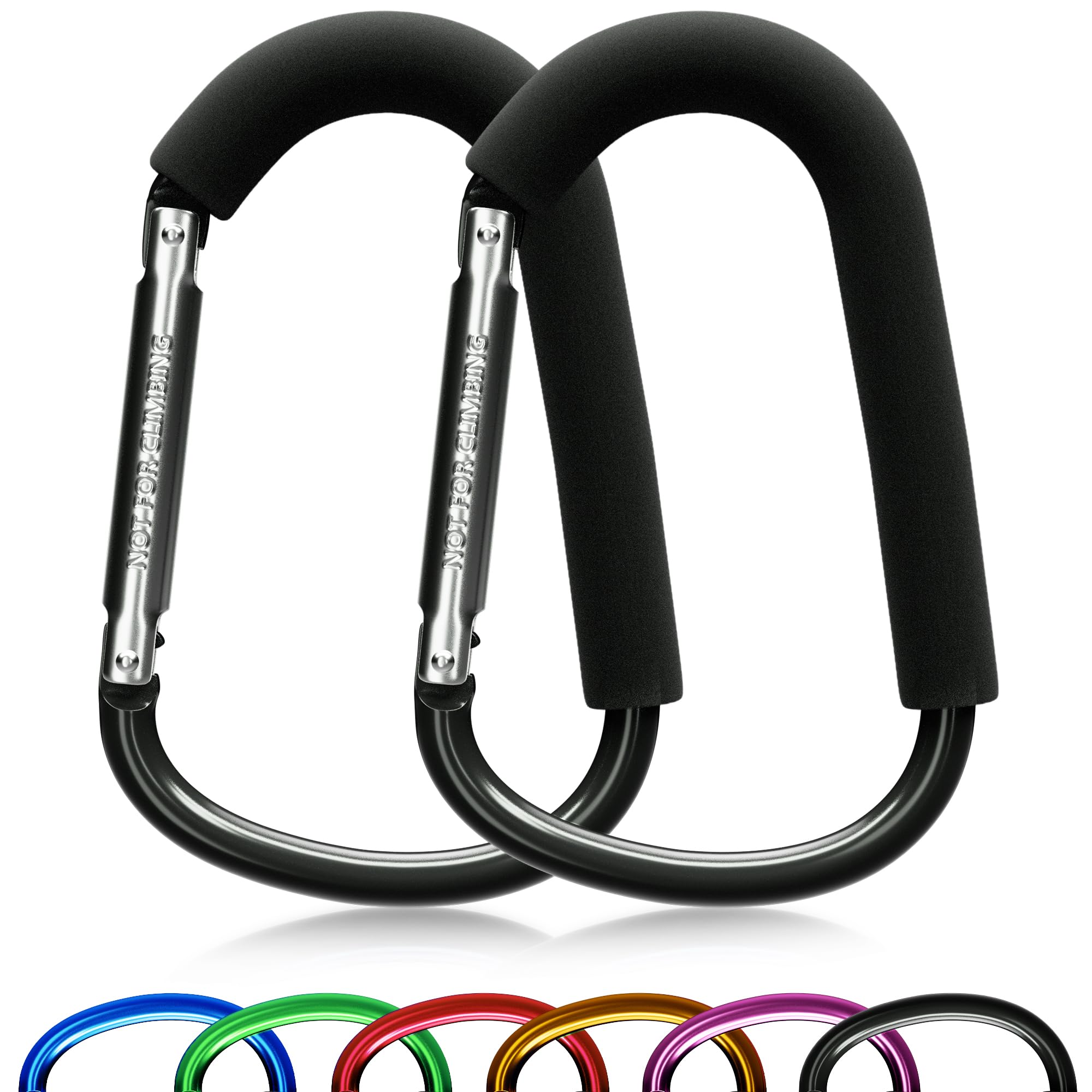 Sprookber large stroller hook close-up with foam cushion protecting bags.