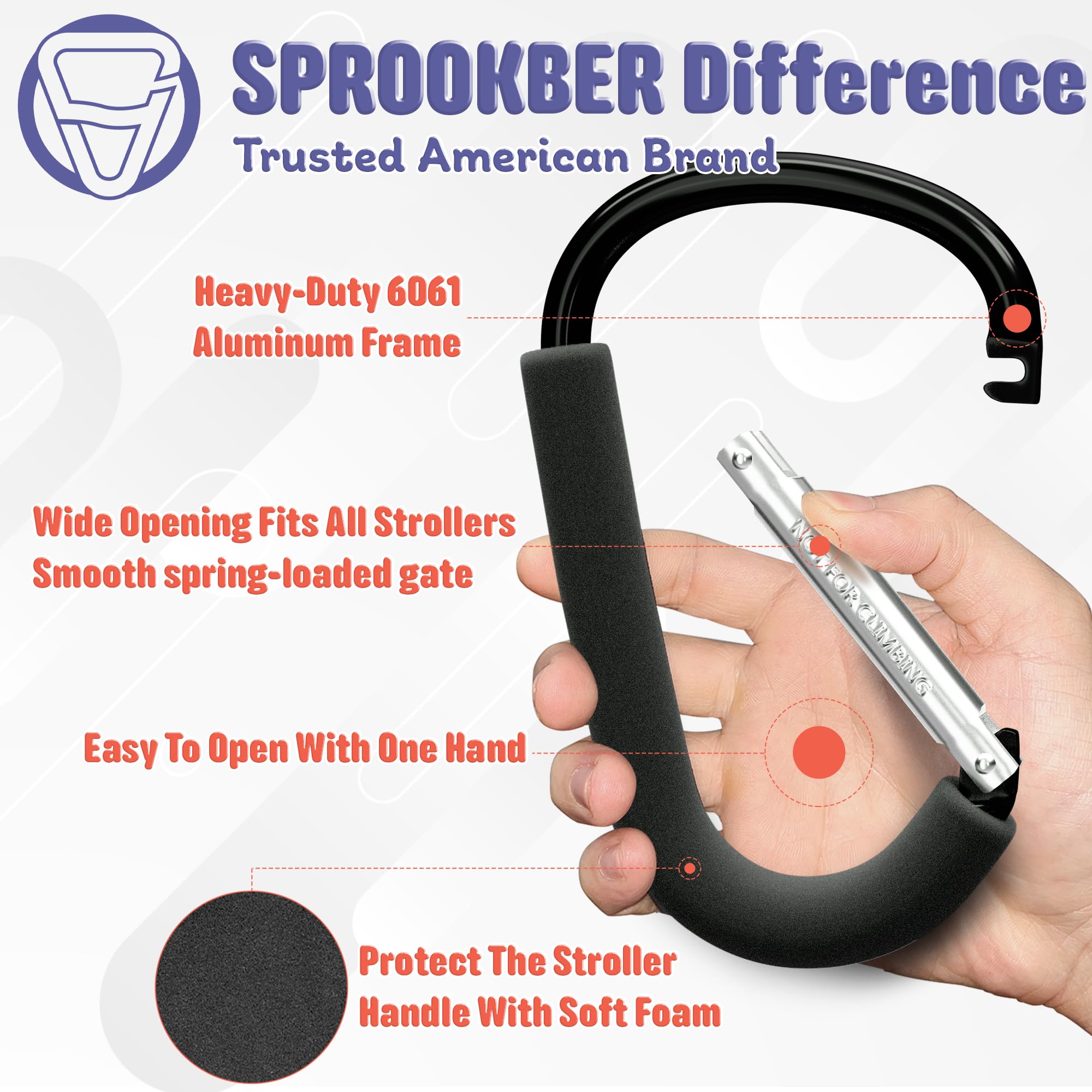 Sprookber multipurpose clip shown for groceries and luggage organization.