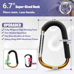 Sprookber stroller hooks set of 2 gold securely hold purses and bags.