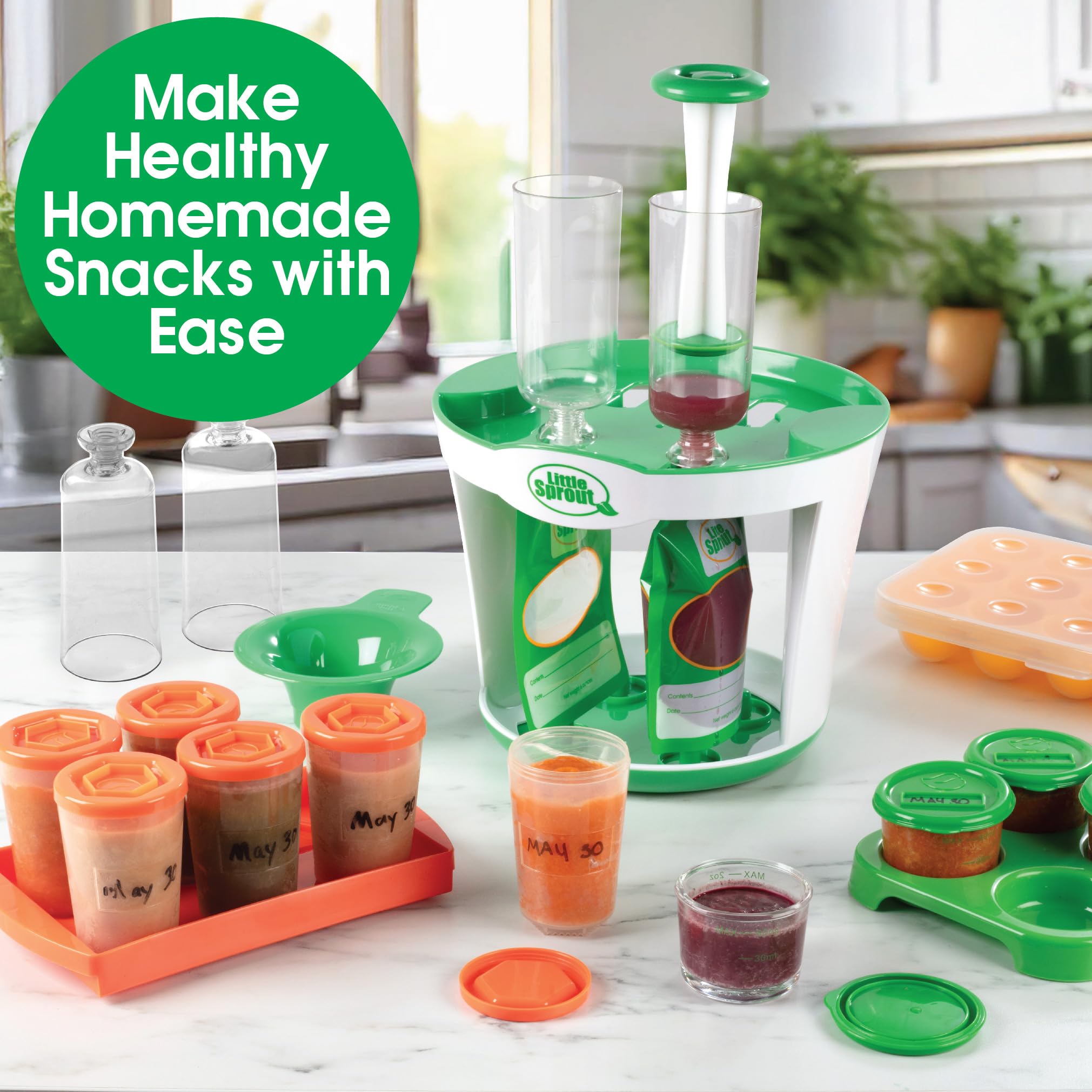 Sprout Cups plunger helps portion control and clean extraction of puree