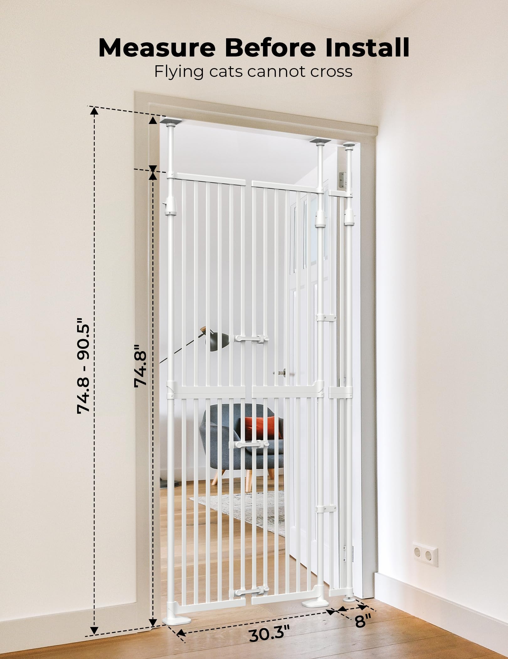 Double lock security on Sprouterie gate prevents curious pets from escaping.