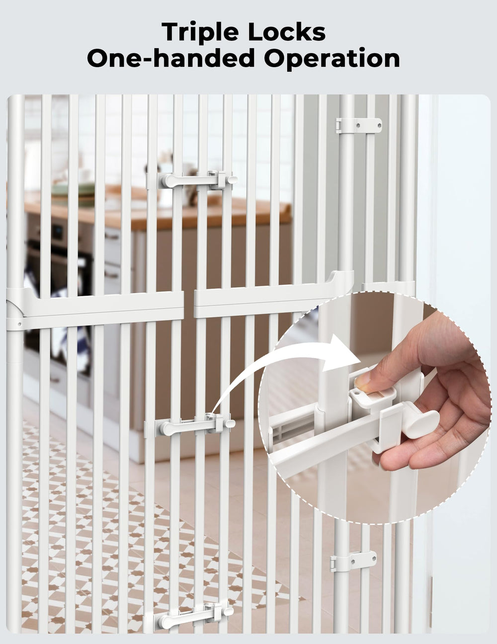 Extensions included with Sprouterie gate for extended doorway fit.