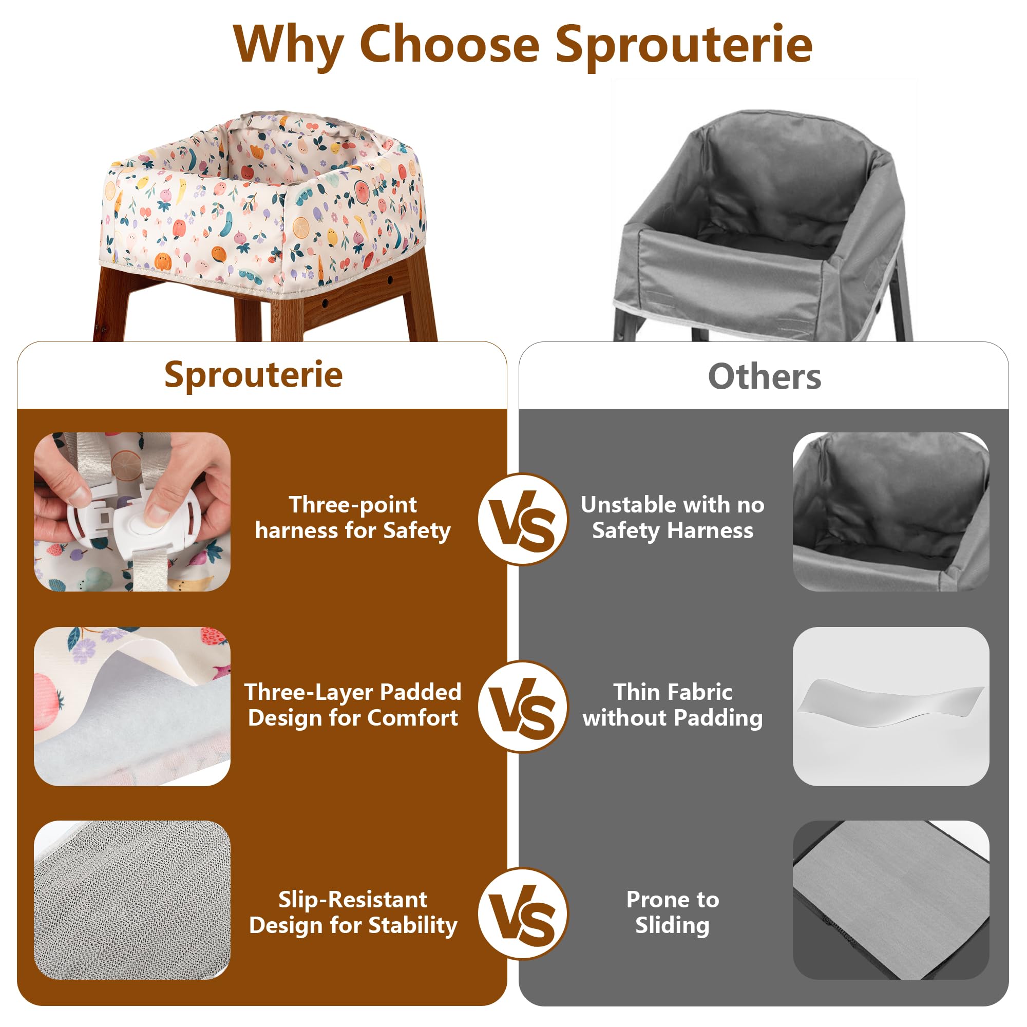 Sprouterie high chair cover restaurant setting keeps chairs clean during dining out.