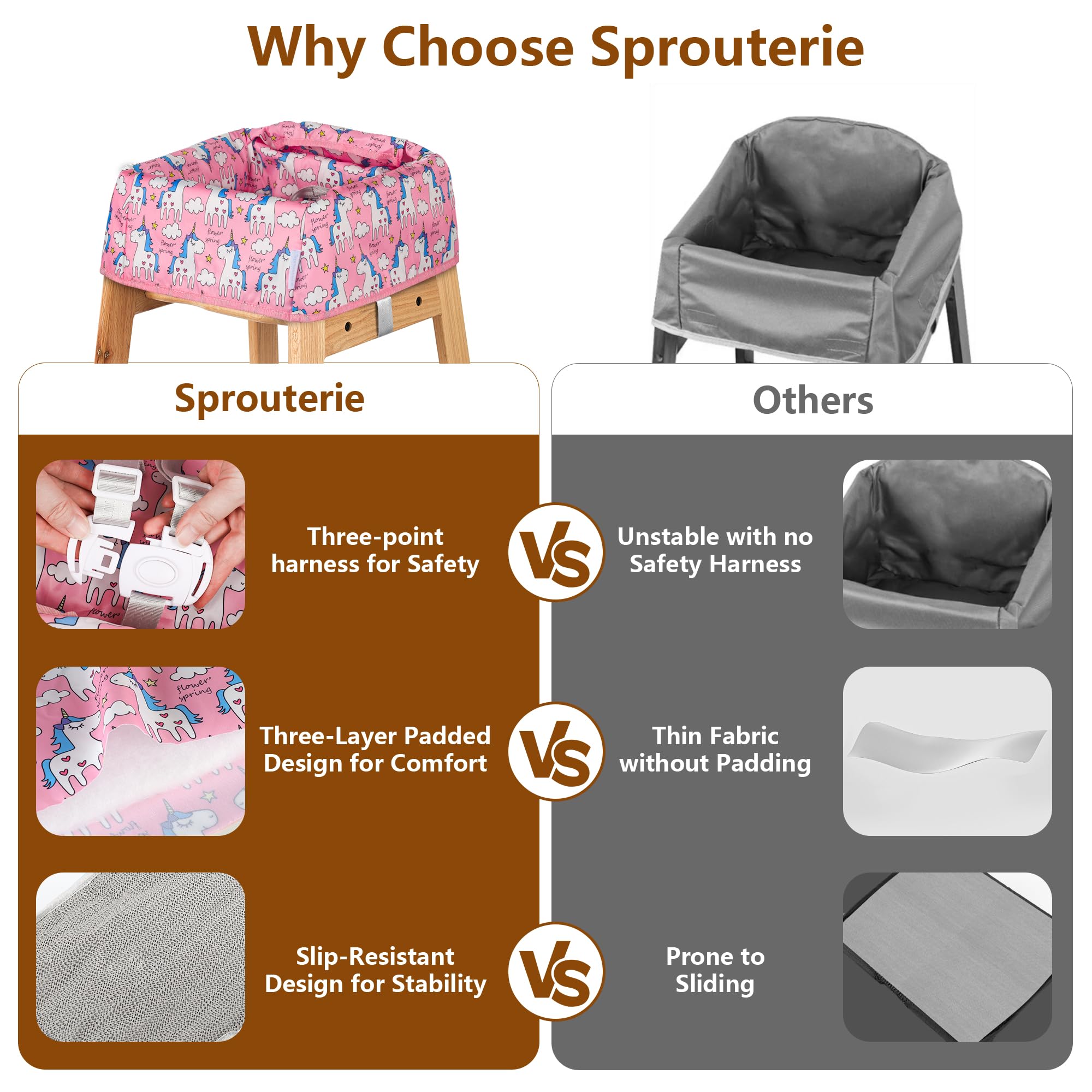Sprouterie high chair cover fits restaurant tables for hassle-free dining