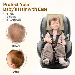 Sprouterie reusable satin headcover shown on car seat, easy to wash