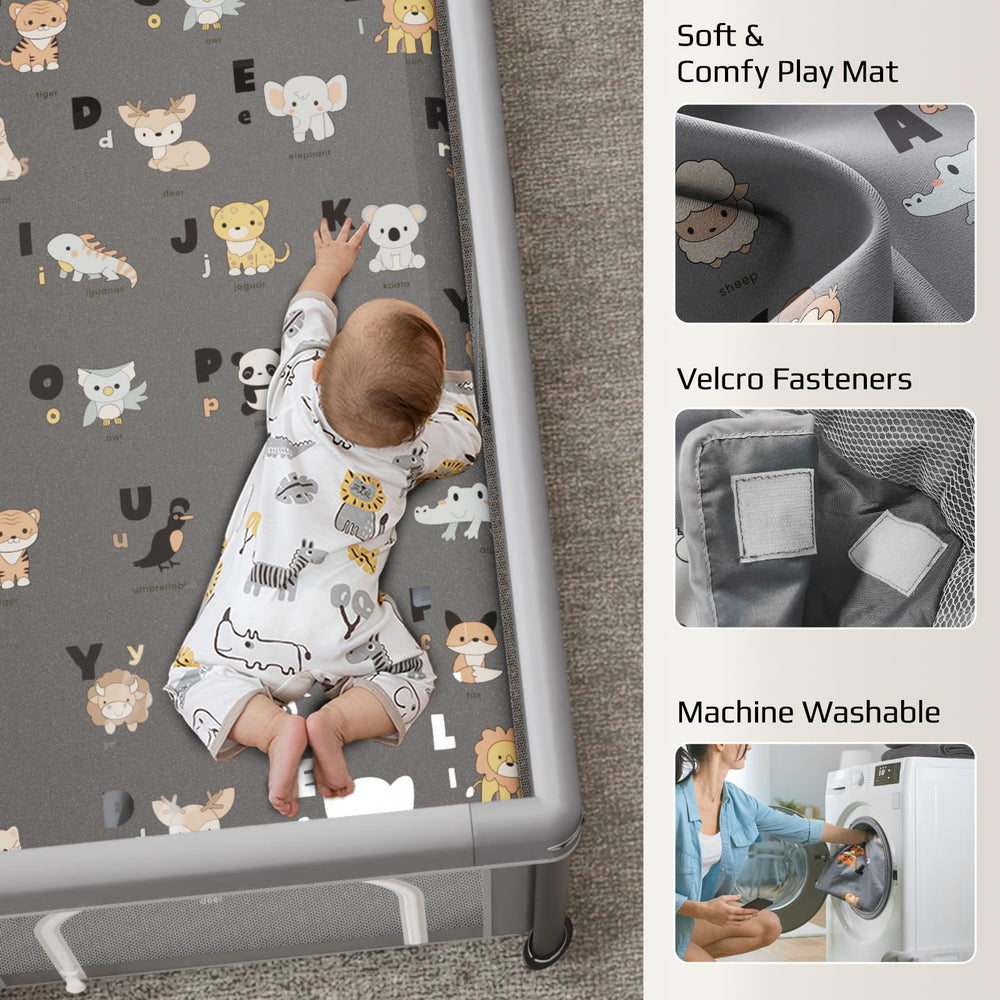 SPRX foldable playpen includes a travel bag for effortless transport anywhere.