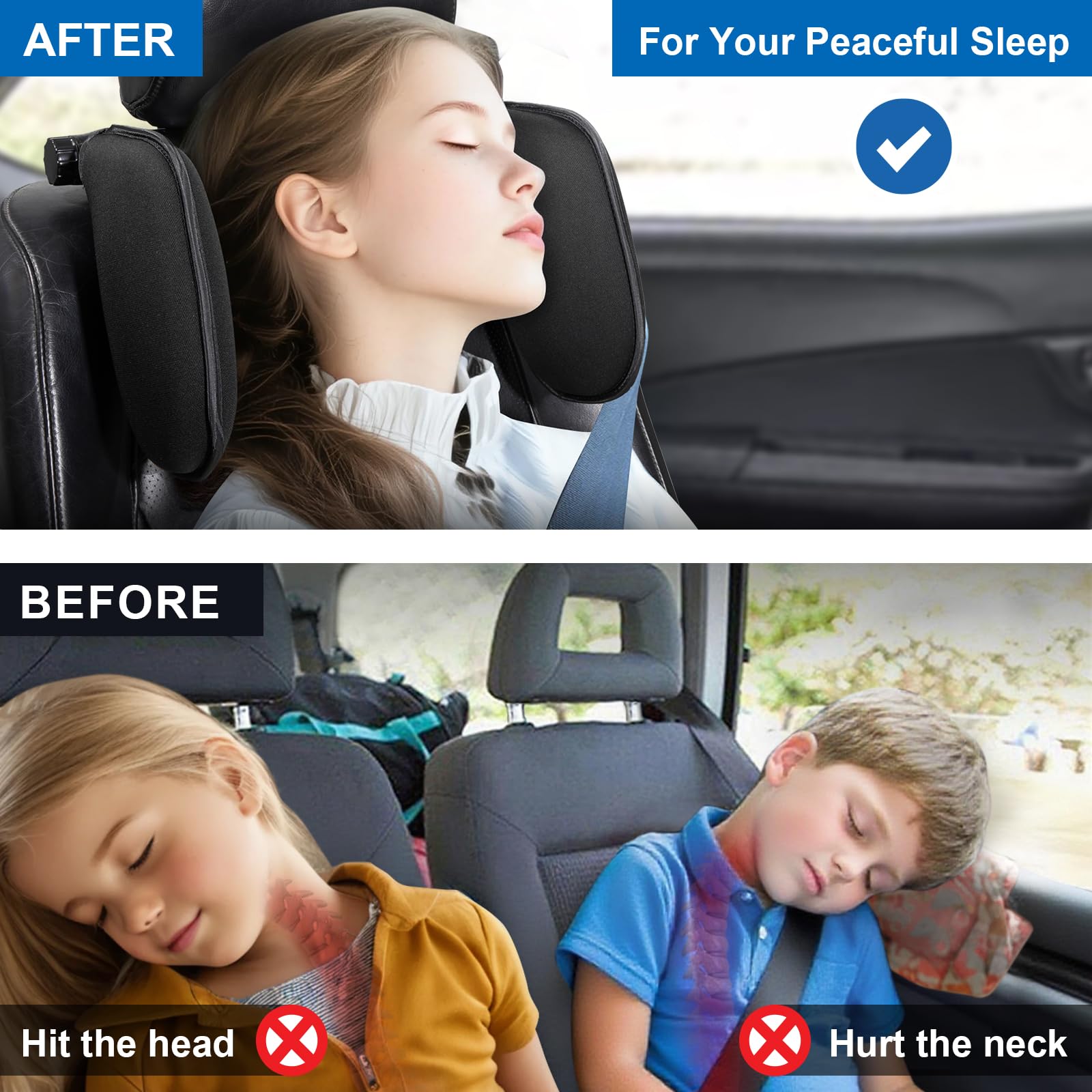 Spurtar headrest pillow easy installation with tool-free attachment