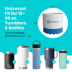 SquidCup BPA-free ABS design with silicone boot and 20 micro-suction cups.