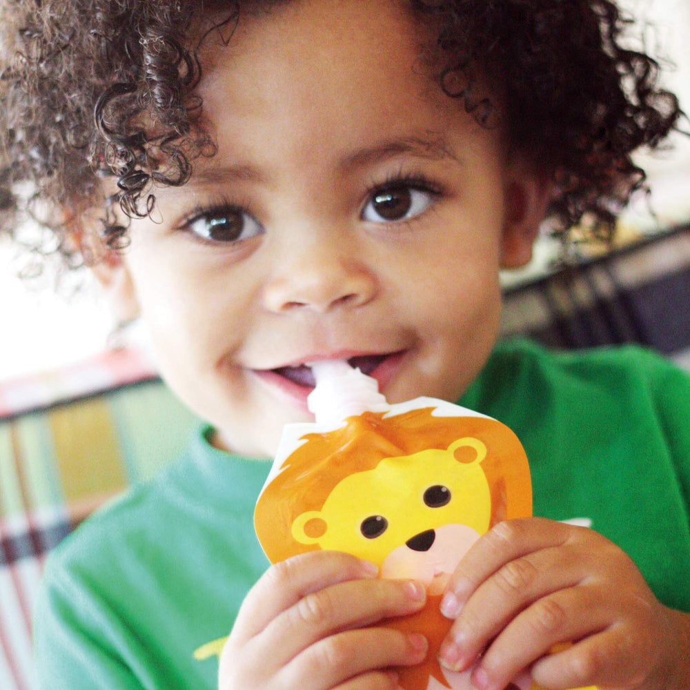 Squooshi pouch close-up shows durable material built for daily use.