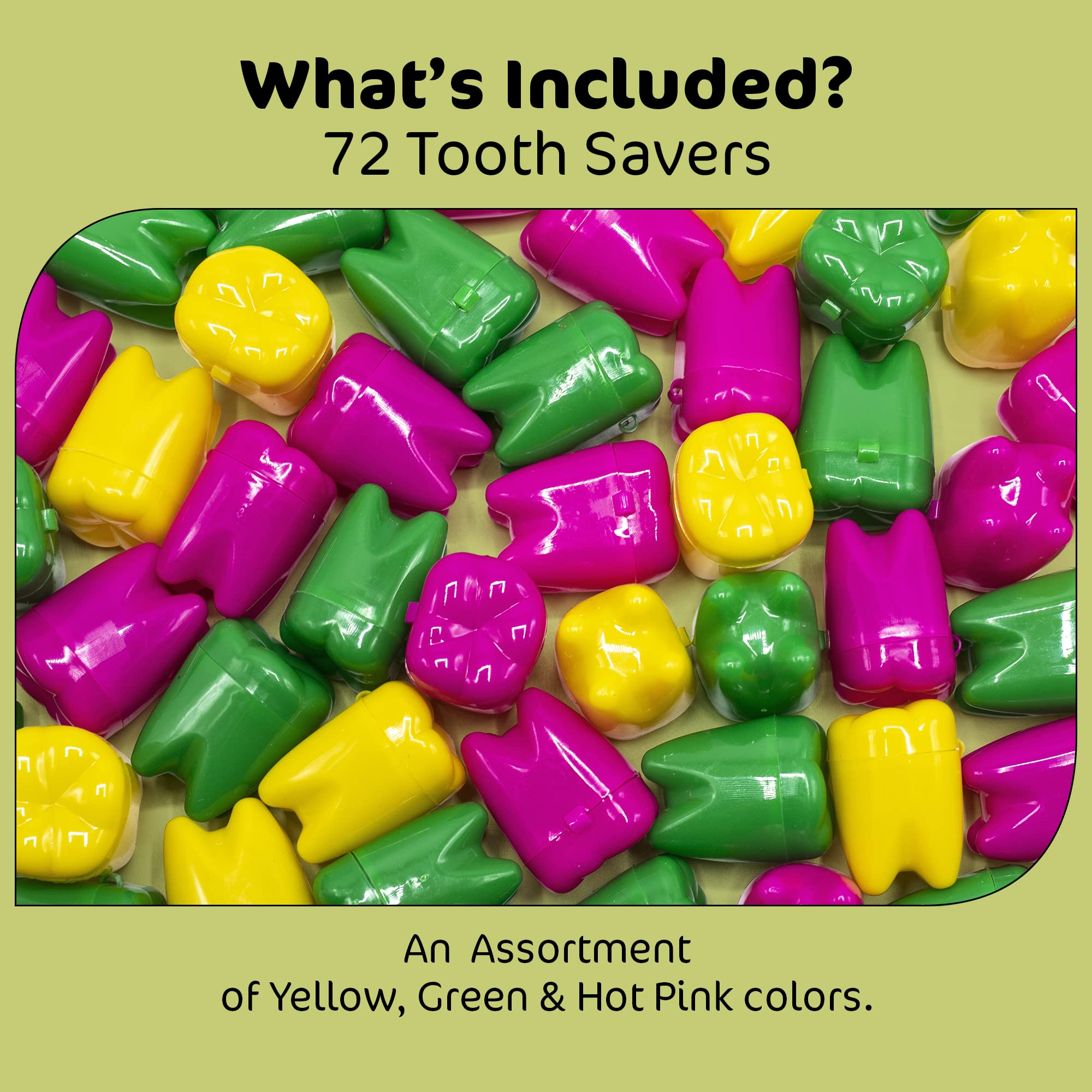 Srenta tooth saver giant tooth shape appeals to kids during visits.