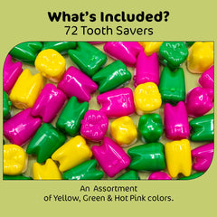 Srenta tooth saver giant tooth shape appeals to kids during visits.