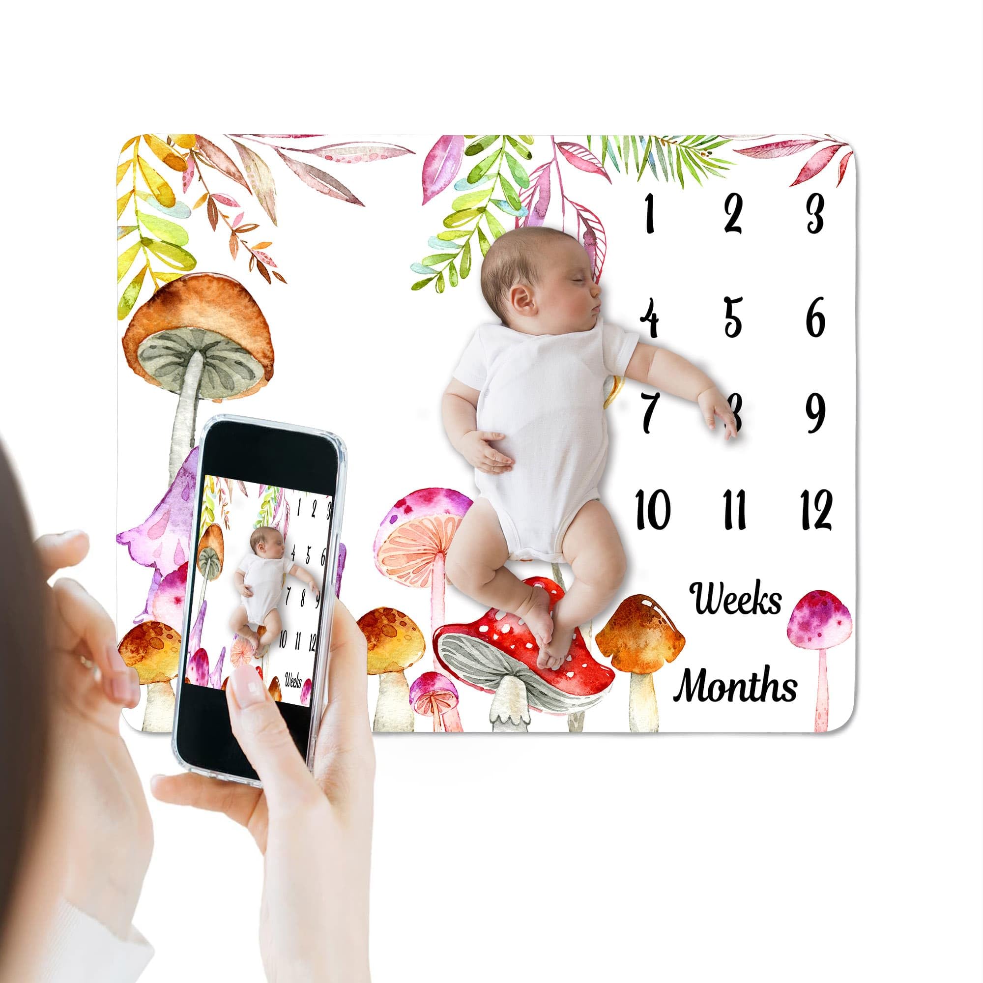 SSCSTS watercolor background with gentle mushrooms ideal for newborn photography