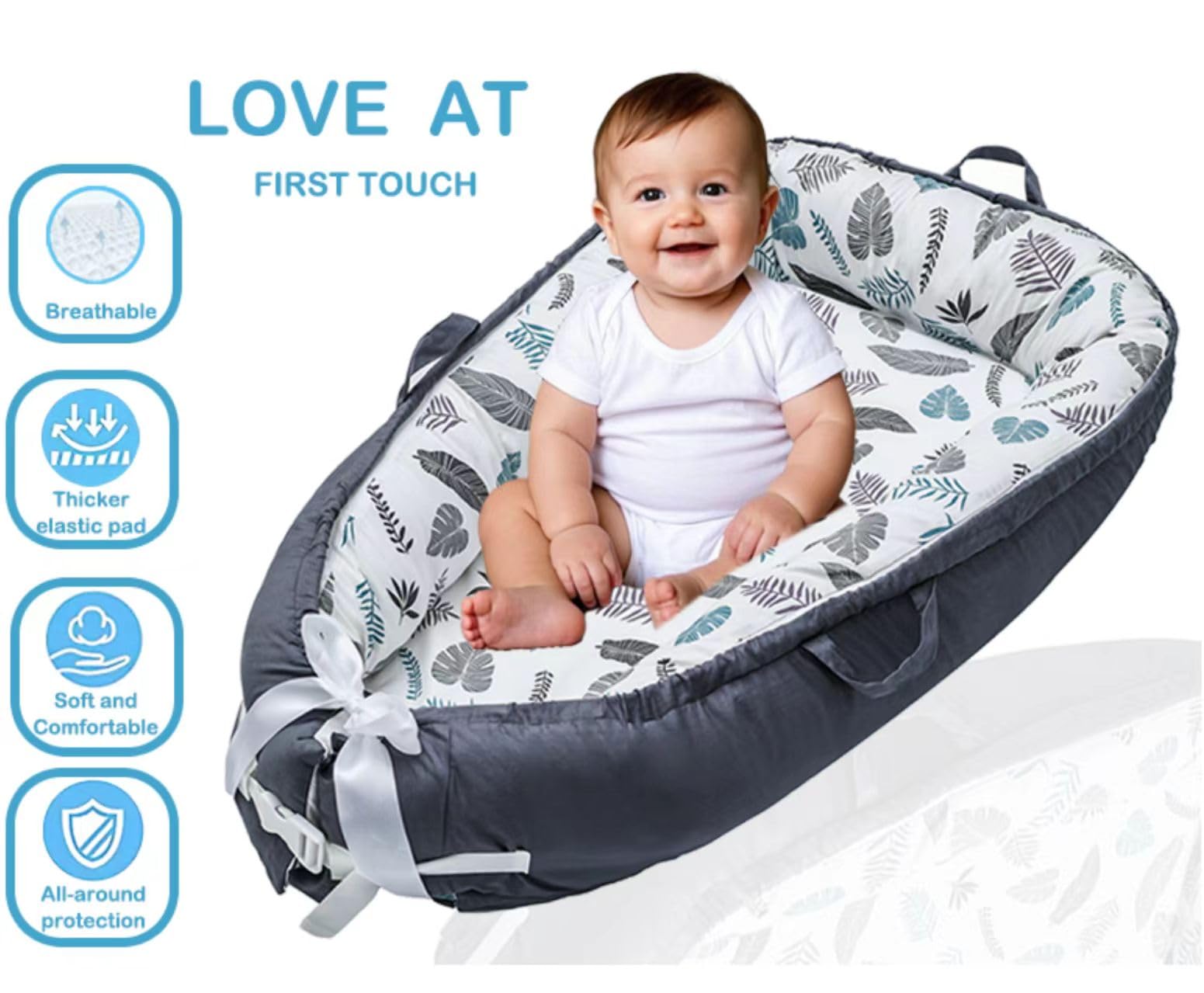 SSKFerier Baby Lounger Cover durable zipper ensures secure washing and reuse