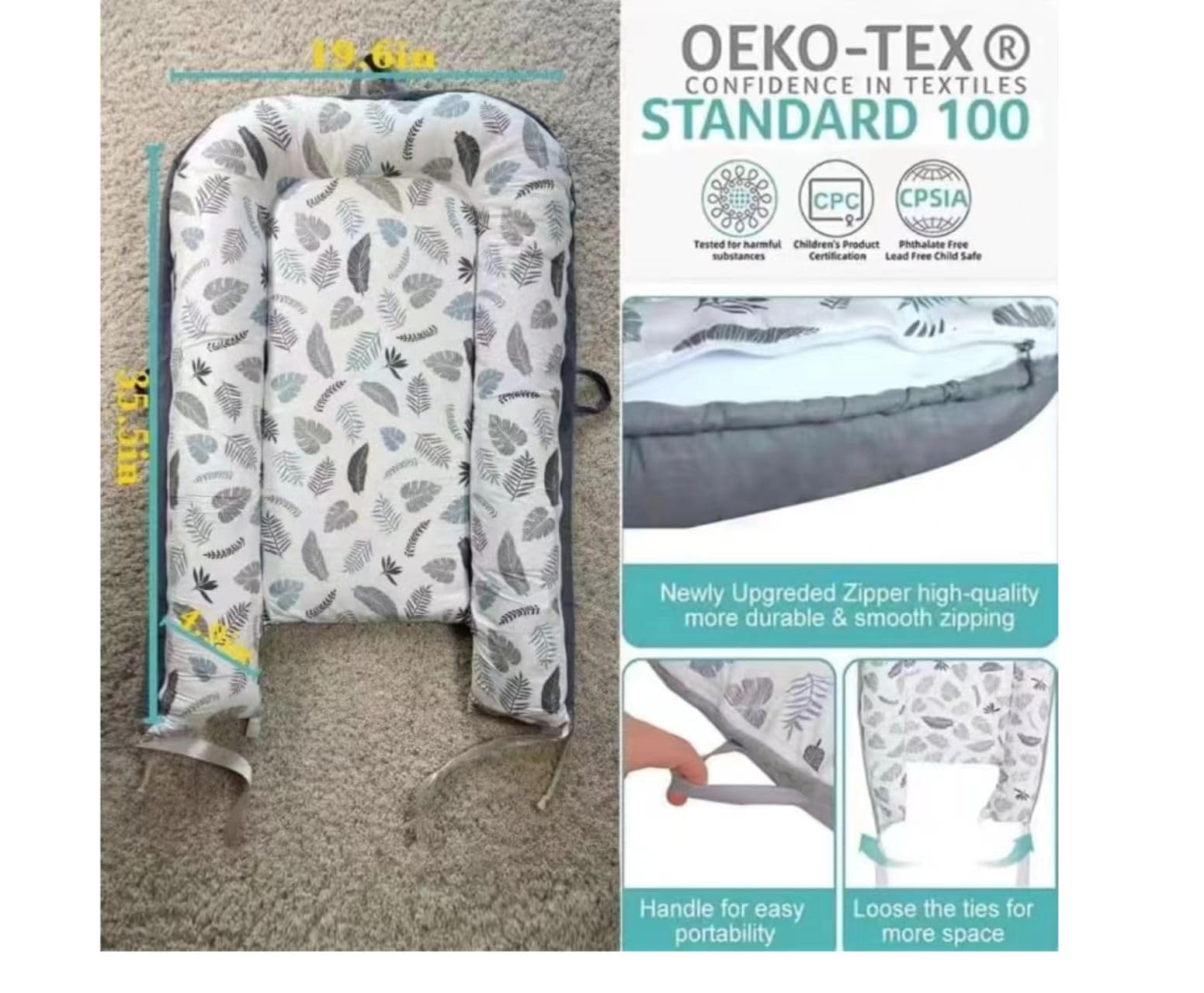 SSKFerier Baby Lounger Cover removable pillowcase enables easy cleaning
