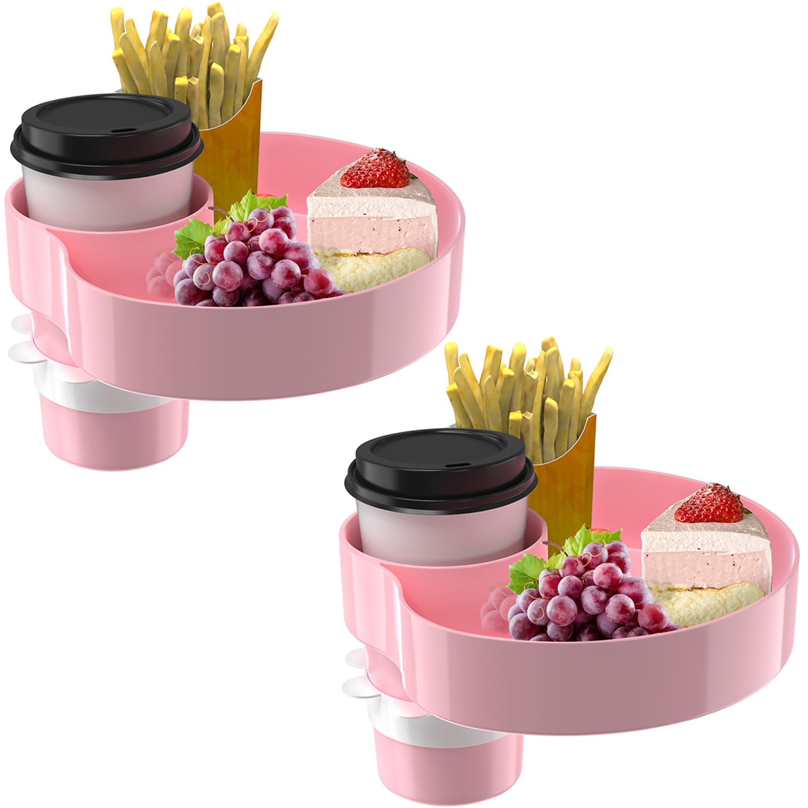 SSPONT car seat tray with cup holder in pink for snacks and drinks on trips