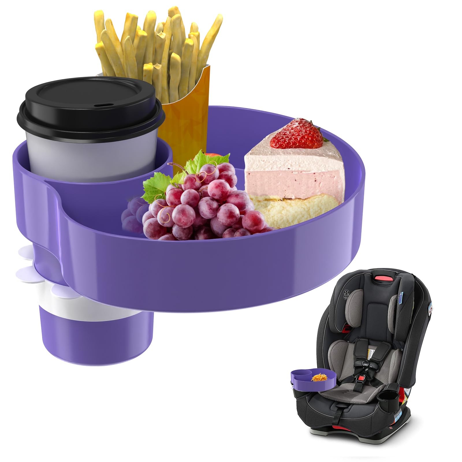 SSPONT Kids Car Seat Tray with 7.85-inch surface for more snacks on the go.