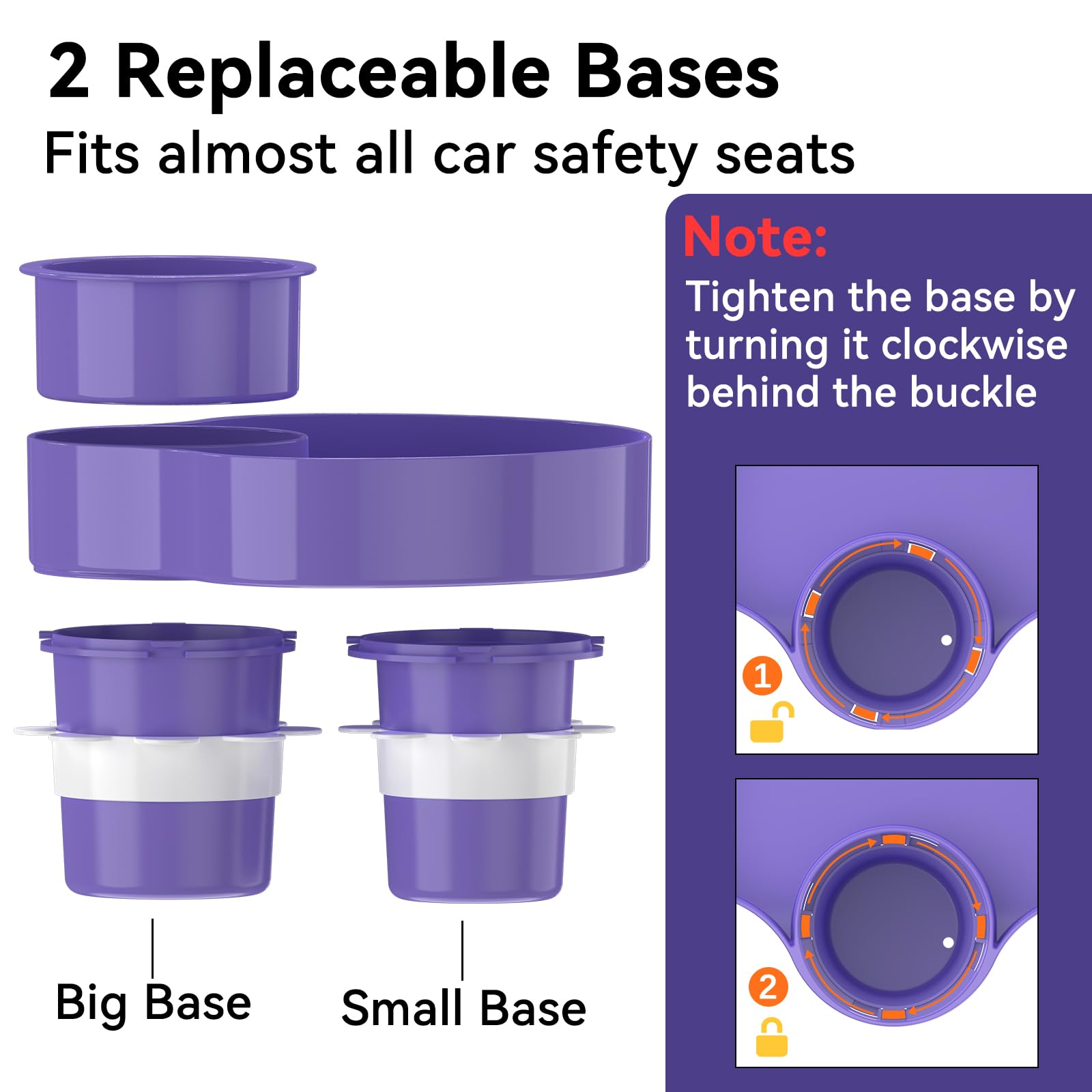 Wide compatibility of SSPONT purple travel tray with two base options.