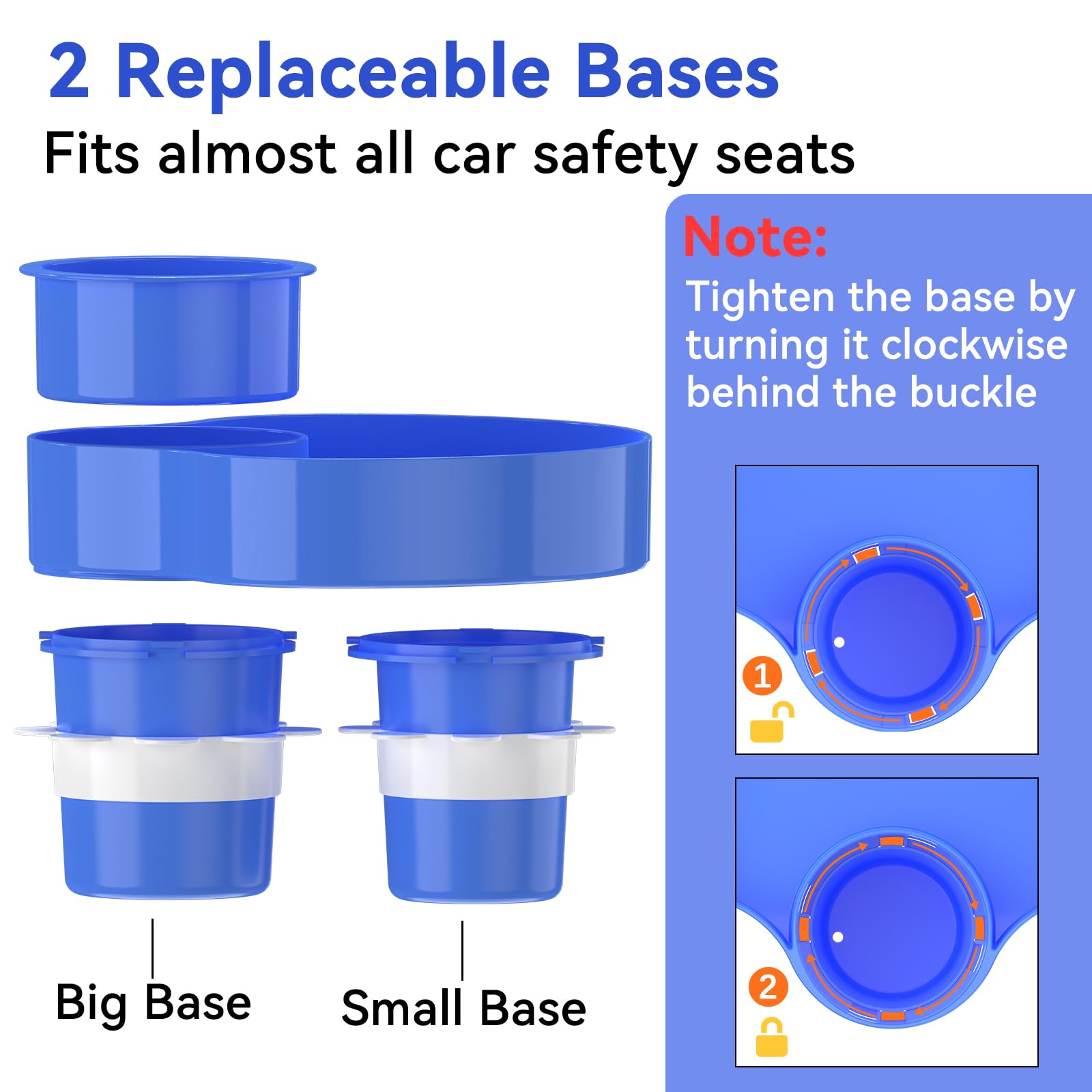 SSPONT Kids Car Seat Tray silica gel ring blue tightens cup holder