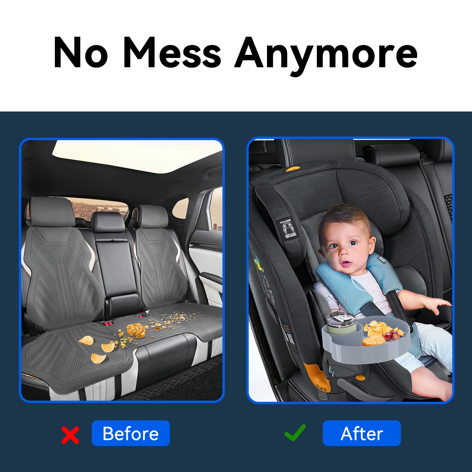 SSPONT car seat tray diameter 7.85 inches offers ample snack space.