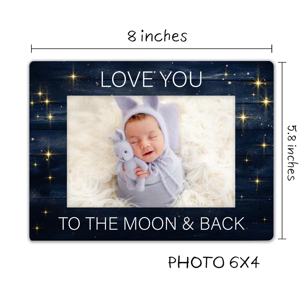 SSQBZU Love You To The Moon Back frame interior supports a 4x6 photo with crisp clarity