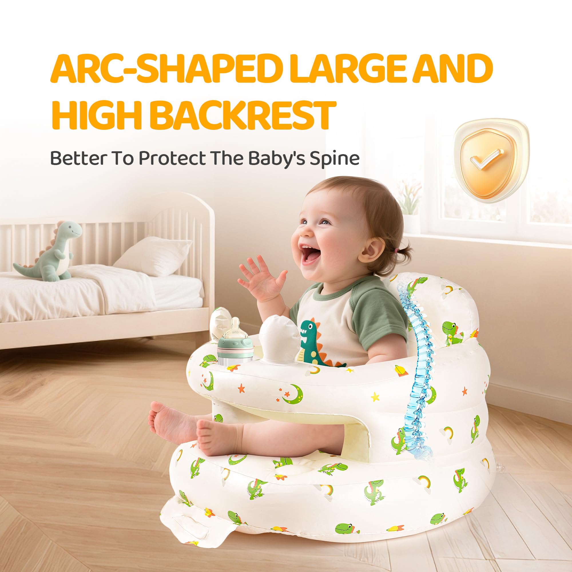 SSyang inflatable baby seat with dinosaur ears for interactive squeaks