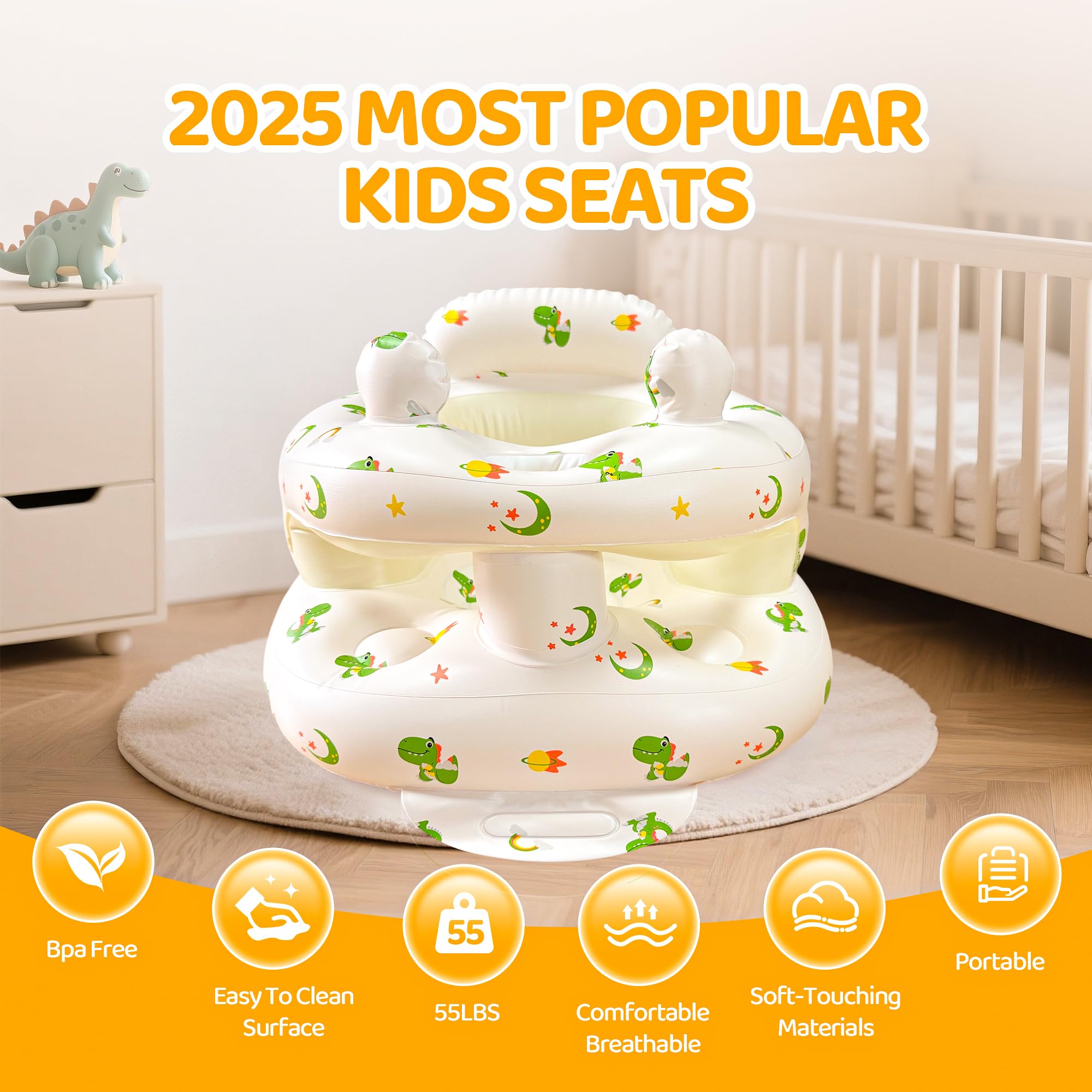 SSyang inflatable baby seat with non-slip base on different floors