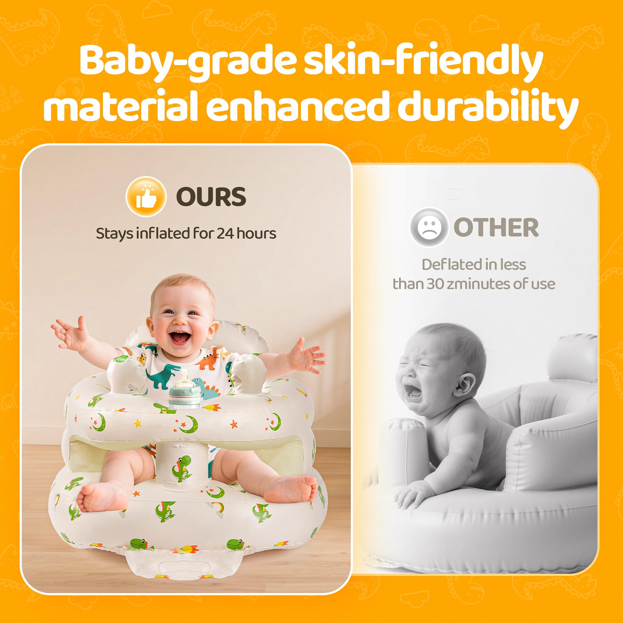 SSyang inflatable baby seat folded flat for easy packing on trips