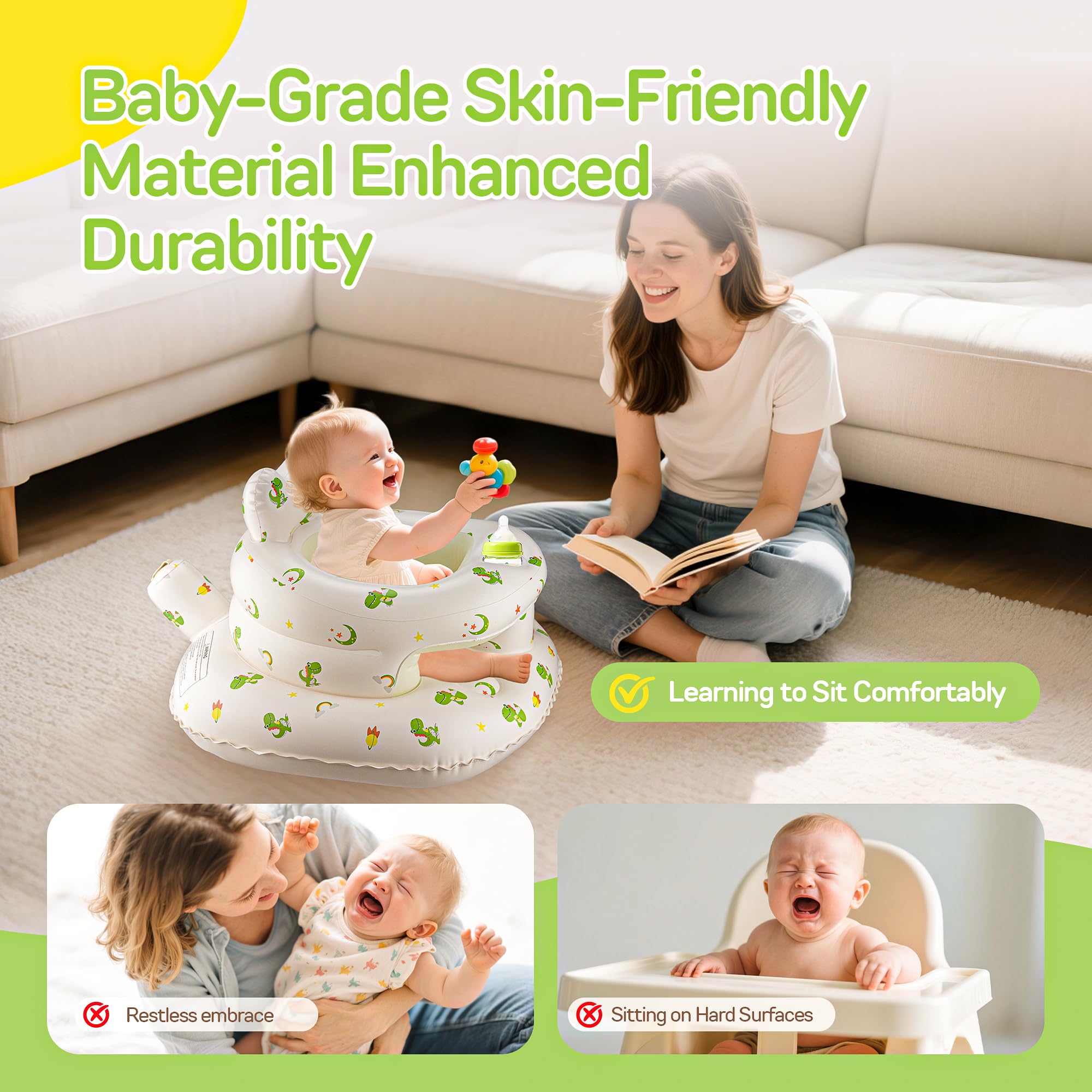 SSyang non-slip bottom keeps the chair steady during meals and play.