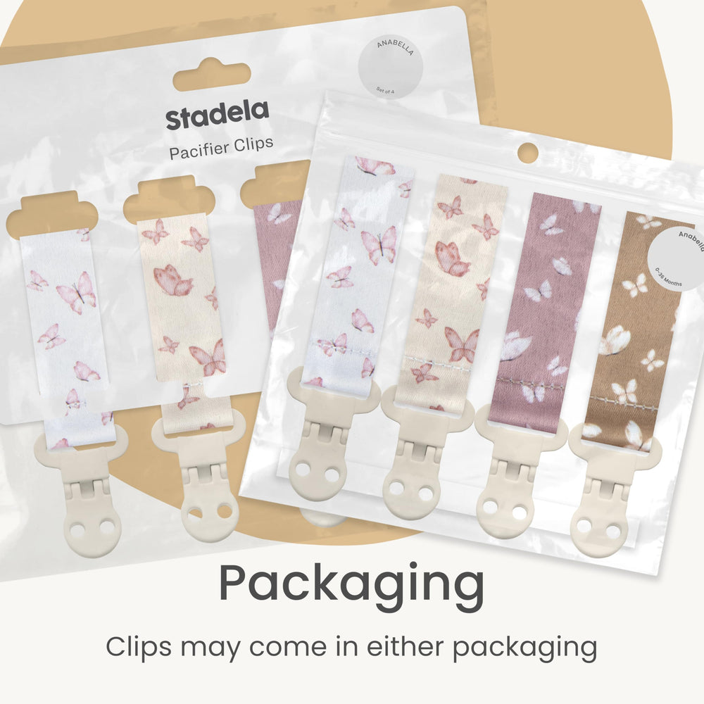 Stadela Anabella travel-friendly, lightweight clip fits diaper bags.