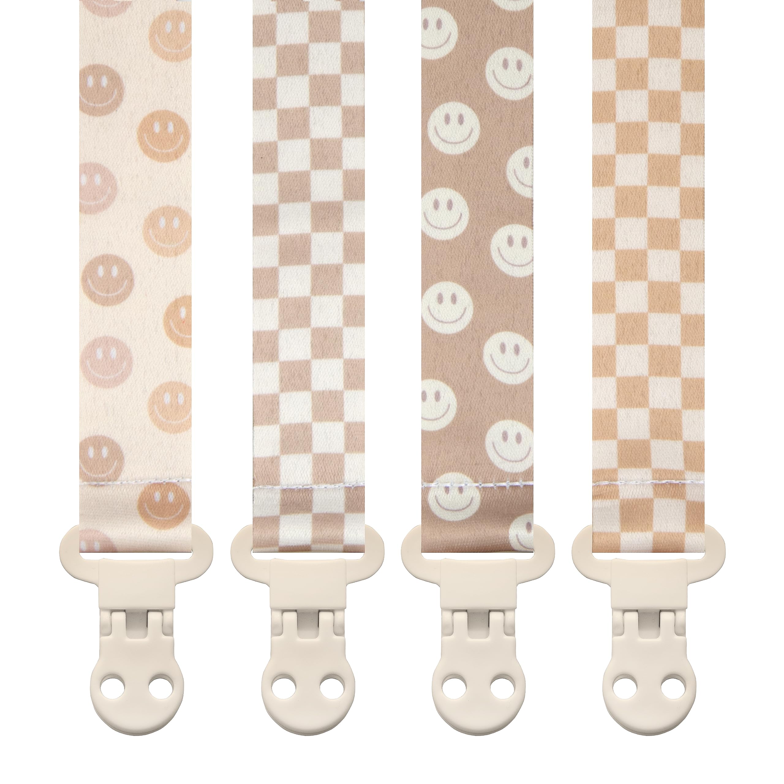 Stadela pacifier clip 4-pack unisex checker and smiley design for easy pacifier access
