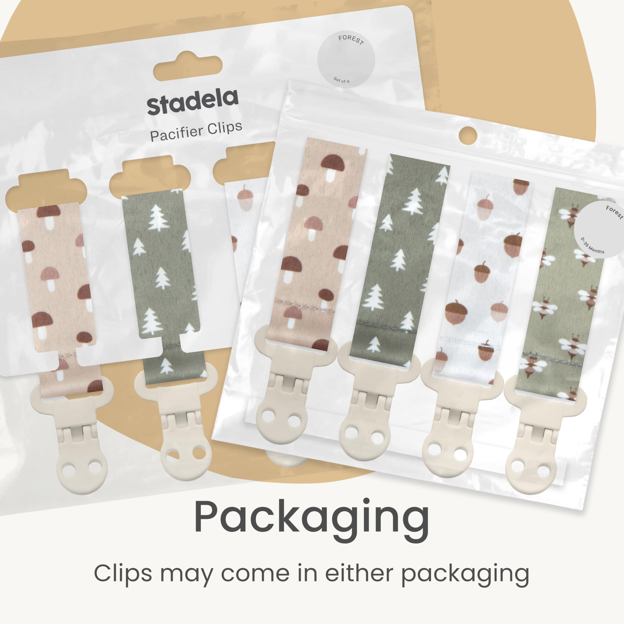 Stadela pacifier clip machine-washable ribbon closeup highlights easy cleaning