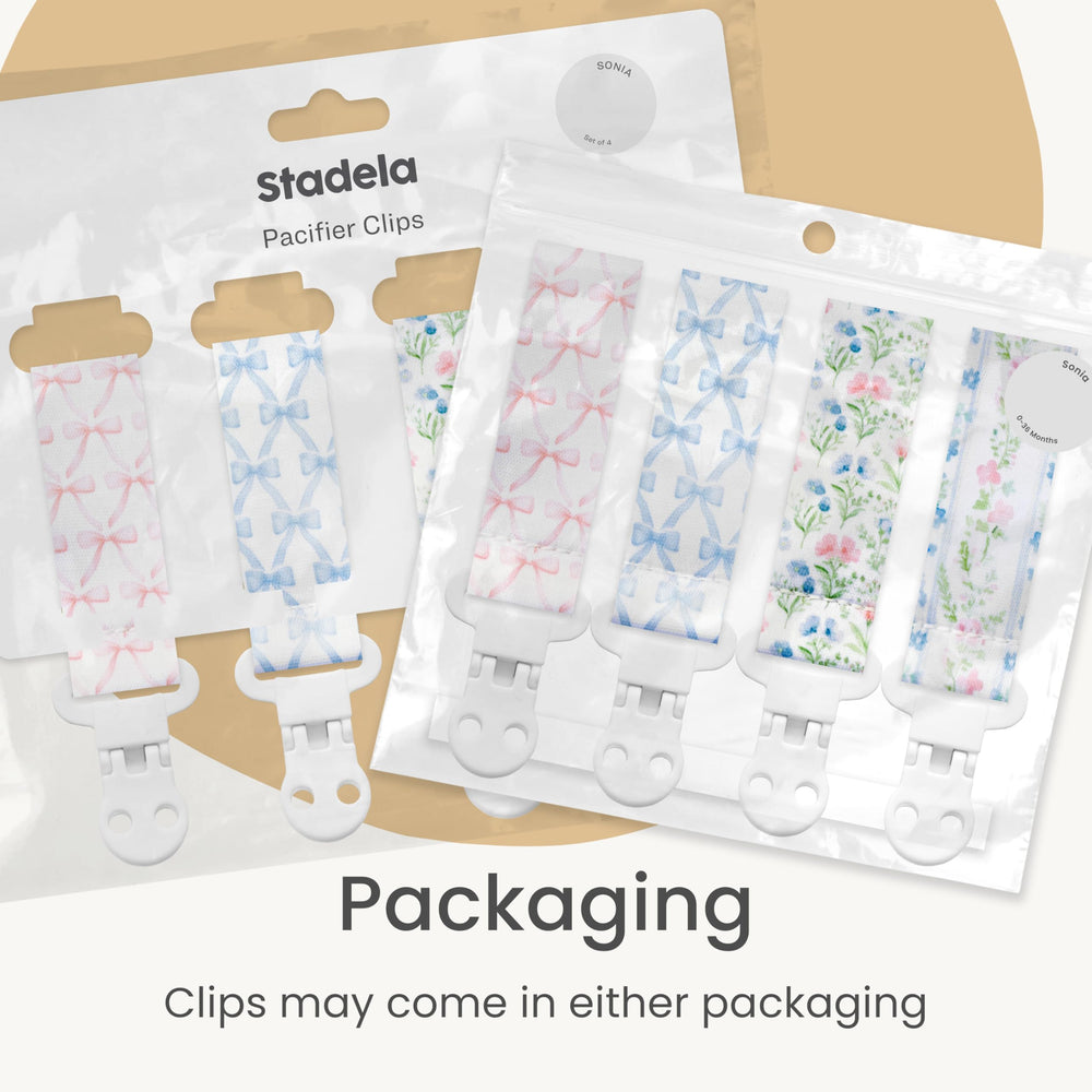 Stadela pacifier clip compatible with teether options for versatile use.