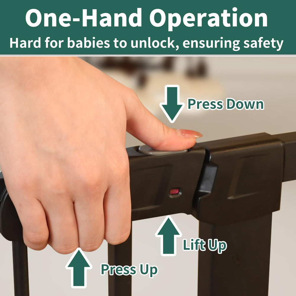 StairsFit auto-close feature ensuring gate closes when hands full