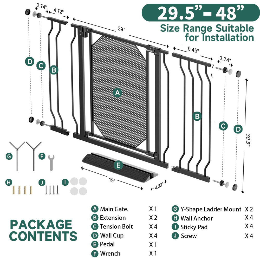 StairsFit black safety gate fits indoor stairs for kids and pets.