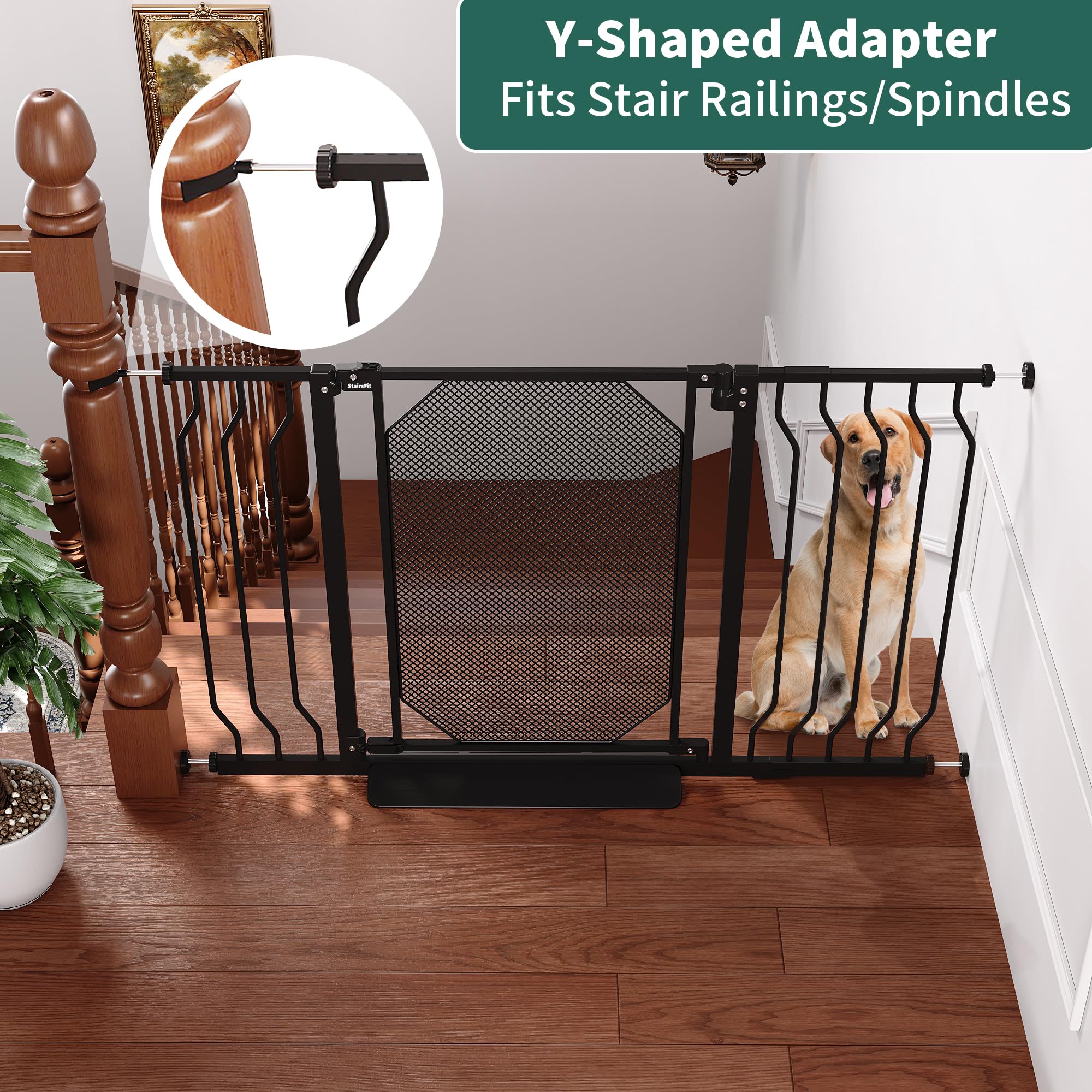 StairsFit pressure-mount installation offers tool-free setup without wall damage.