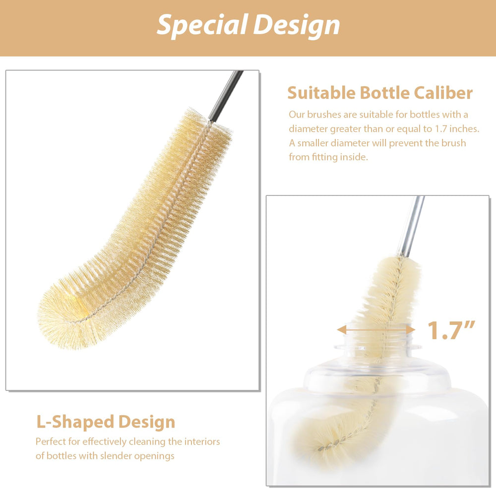 STALTWO Pet Water Dispenser Brush L shaped head reaches curves for thorough cleaning.