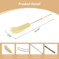 STALTWO Pet Water Dispenser Brush wooden handle provides a secure non slip grip.
