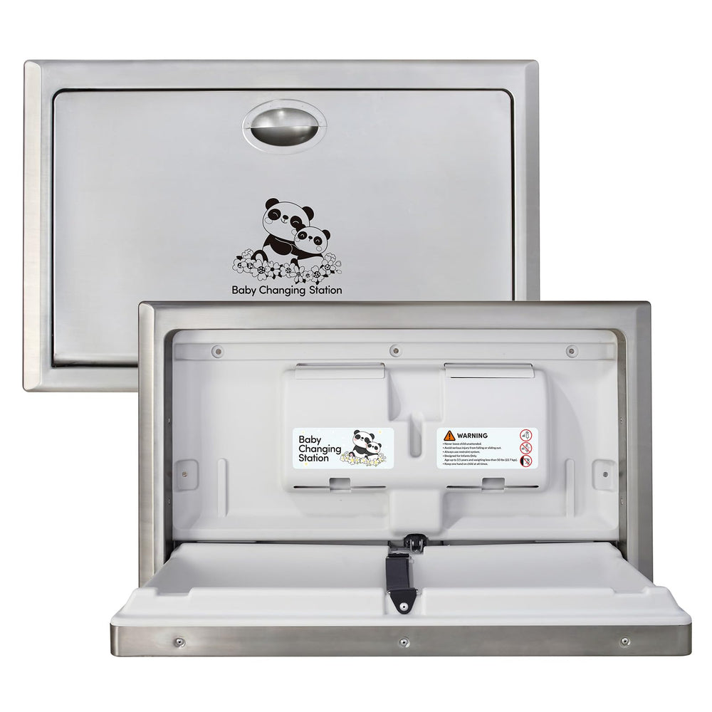 Stardrix Panda Care stainless steel front view shows durable recessed changer for busy restrooms
