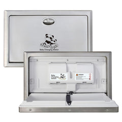 Stardrix Panda Care stainless steel front view shows durable recessed changer for busy restrooms