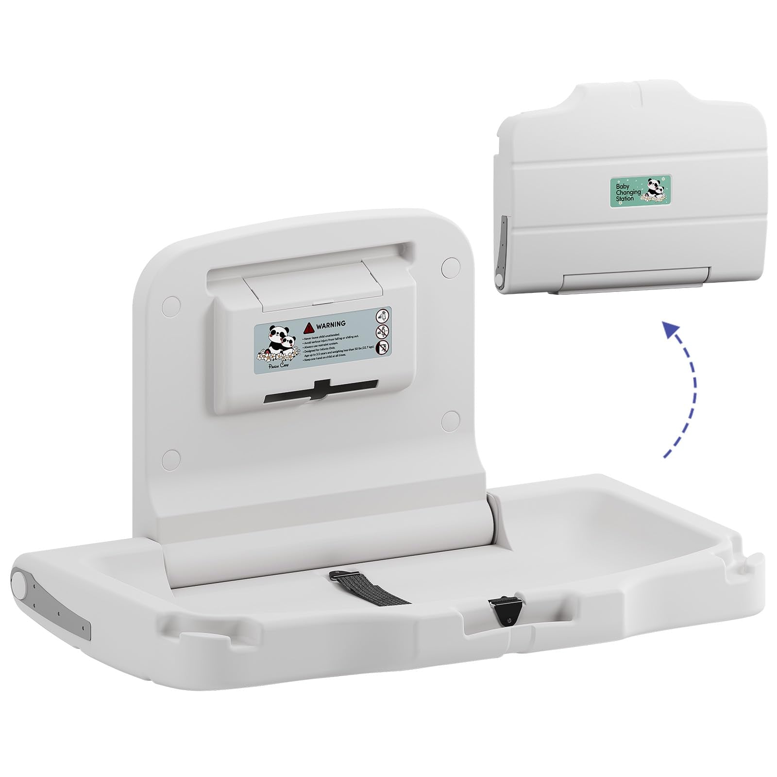 Stardrix Panda Care wall-mounted station folded for compact storage.