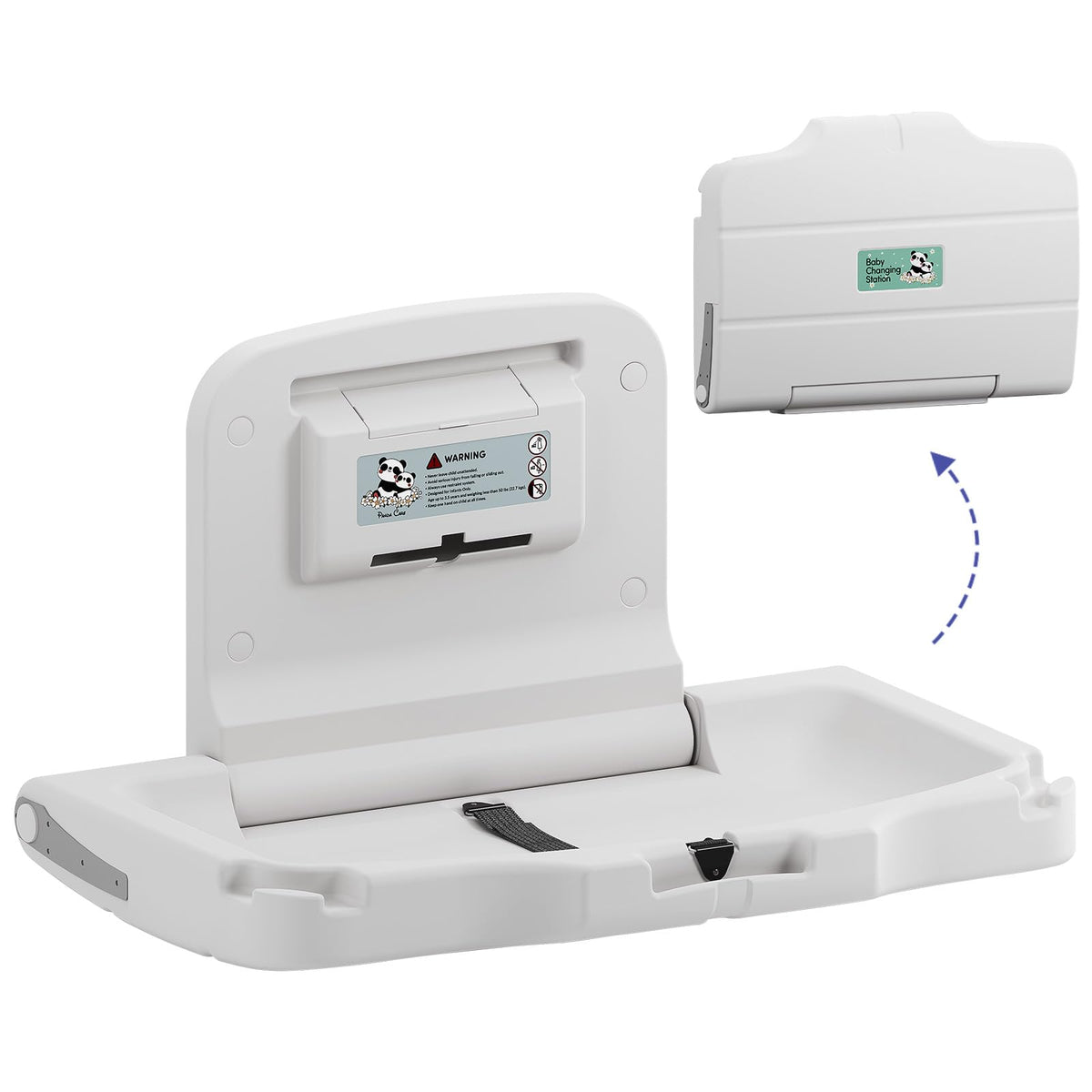 Stardrix Panda Care wall-mounted station folded for compact storage.