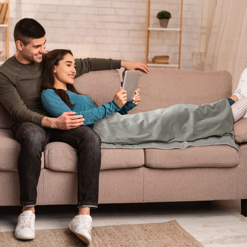 STARLENGET EMF Blanket on couch for comfortable laptop use