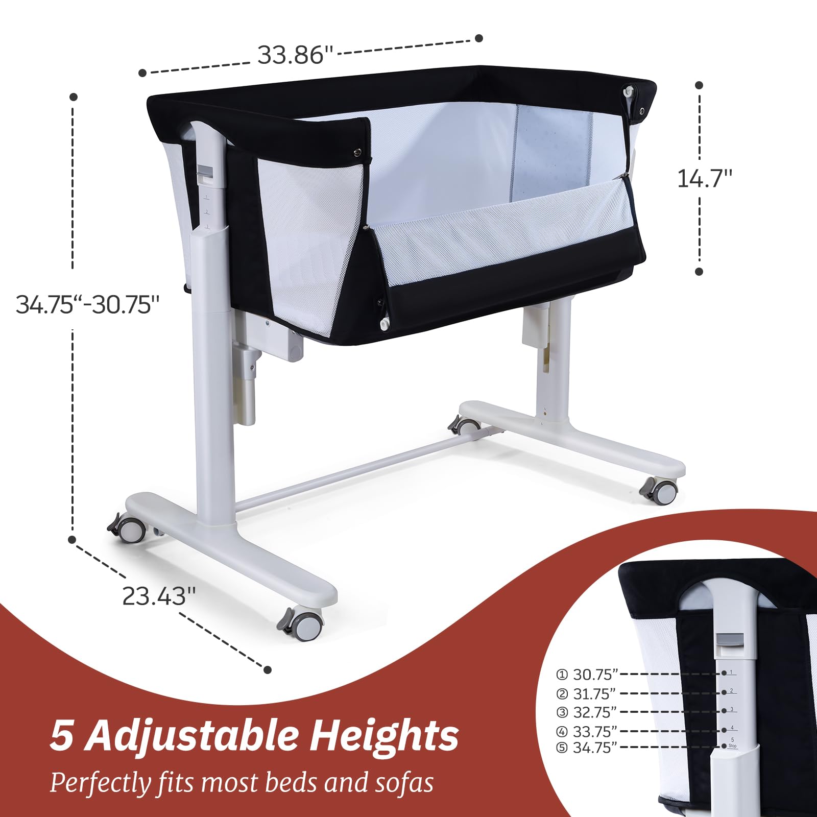 Staroyal Electric Bassinet bedside mode for convenient nighttime baby care.