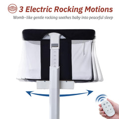 Staroyal Electric Bassinet rocking mechanism demonstrates gentle three-speed motion.