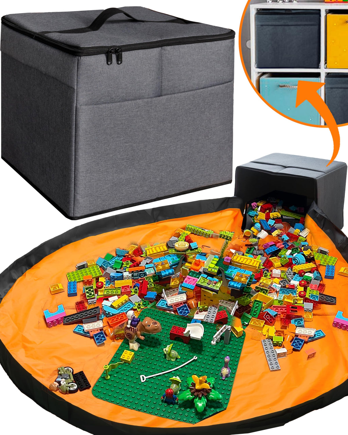 STARSIKO XL toy storage organizer with play mat keeps blocks neatly contained for easy cleanup.